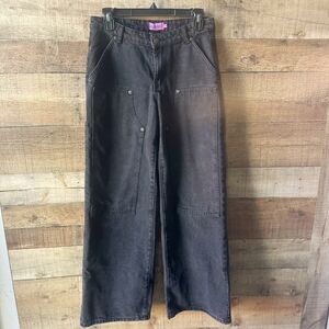 NWT Edikted Ayla Black Low Rise Carpenter Jeans Black Washed Size Small